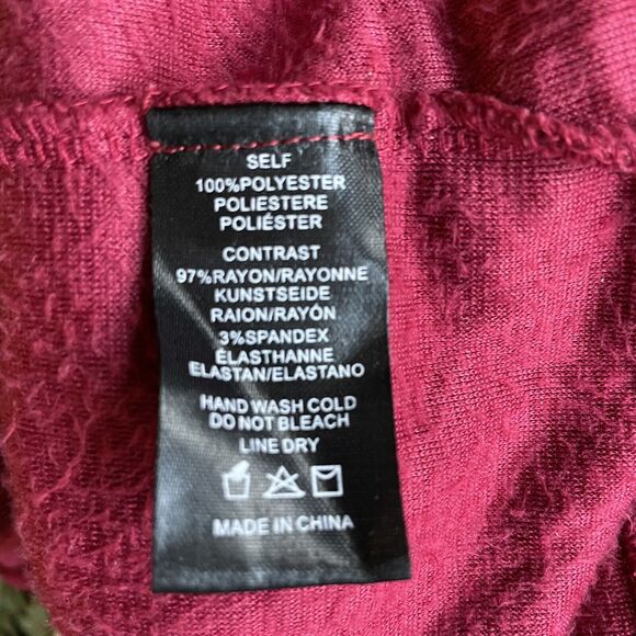 Anthropologie Sunday BKY women’s Ruby Red Activewear Velour Top Pullover L 8 10 - Picture 9 of 9